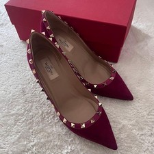 Valentino Garavani decolte tacco borchiato vino rosso EU 38 dal Giappone 1266...