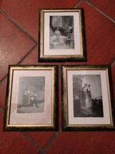 Tre quadretti gemelli con stampe d'epoca