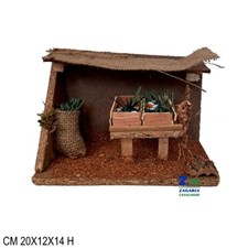 FRUTTIVENDOLO SCENARIO AMBIENTAZIONE PER PRESEPE SU BASE IN LEGNO ART. 16525
