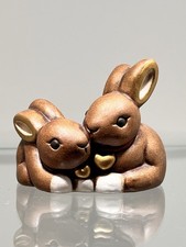 Thun statuina coppia coniglietti cuore marrone Ceramica Collezione Animali Nuovo