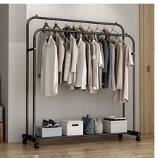 Stender Stand Appendiabiti Attaccapanni Barra Doppia Metallo Nero con ruote