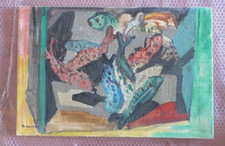 AMEDEO RUGGIERO (1912-1986) OLIO SU TELA CM 60 X 40 NATURA MORTA CON PESCI