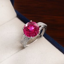 Buona Qualità 10x10 MM Zaffiro Rosa Anello,925 Argento Sterling Anello di