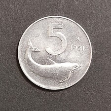 5 LIRE DELFINO DAL 1951 AL