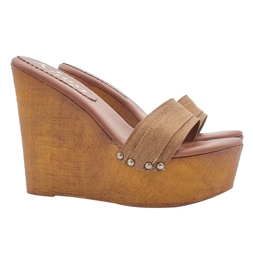 Zeppa marrone sandali scarpe