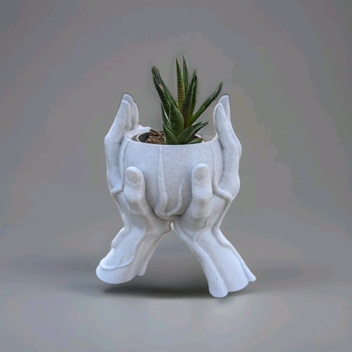 Vaso portapiante mani scultura