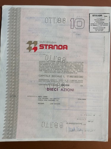 Azione standa certificato - azione,
