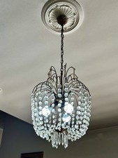 Lampadario Vintage a Cascata con Cristalli, Design Elegante Anni 60