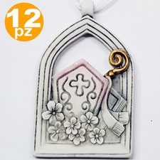 BOMBONIERA BOMBONIERE PER CRESIMA ARCO SACRO SIMBOLO MITRIA CERAMICA APPENDINO