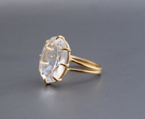 Anello quarzo bianco - quarzo, argento