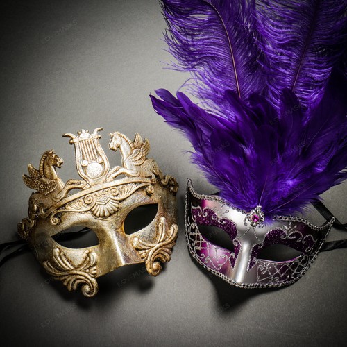 Maschera festa coppia piuma
