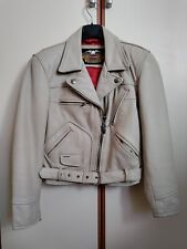 harley davidson motorcycle leather jacket beige size: small never used