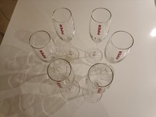 Lotto di 6 calici da champagne in vetro Piper-Heidsieck Reims anni 80