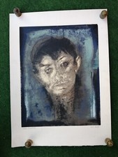 PINO PONTI LITOGRAFIA FIRMATA E PROVA D'AUTORE CM. 68.5 X 49.5 VOLTO FEMMINILE 