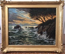 Dipinto Olio Su Tela Marina