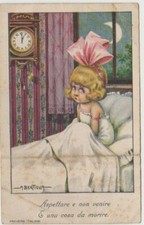 ILLUSTRATORE A. BERTIGLIA - BIMBA A LETTO - CARTOLINA CON PIEGA IN BASSO