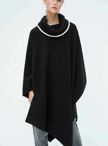 Poncho mantello zara nero - mantello,