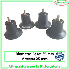 Kit n 4 Piedini per Affettatrice Neri in Gomma di Ricambio H 25 mm con Vite 5 mm