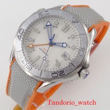 Orologio uomo automatico Bliger GMT lunetta in lega di vetro zaffiro cinturino gomma quadrante bianco