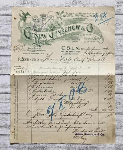 1906 fattura genschov caccia - 1906,