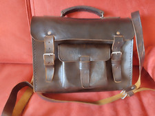 VINTAGE LEATHER HANDCRAFTED LEATHER BAG BORSA IN CUOIO ARTIGIANATO ITALIANO 30CM