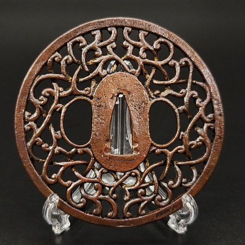 Japanese tsuba copper ground - tsuba,