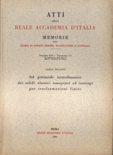 Sul potenziale termodinamico dei solidi elastici omogenei ed isotropi per trasfo