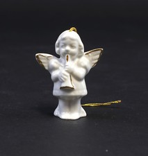 9942169 Figurine Porcellana Wagner&apel Angelo Oboe Albero di Natale Bianco Oro