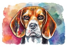 Beagle acquerello originale dipinto a mano ritratto cane