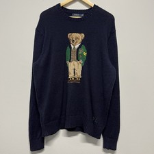 Polo Ralph Lauren Preppy Bear Varsity P Wing maglione maglia blu navy taglia XL