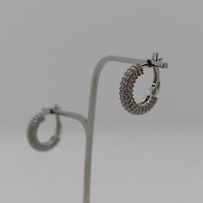 ORECCHINI A CERCHIO IN ORO BIANCO 750 18KT CON ZIRCONI 2,4 GRAMMI (7941)