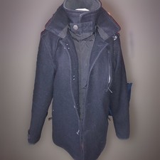 Superdry Cappotto Lana Bottone Doppia Etichetta Nera Jermyn Street Trench PRISTINE Large