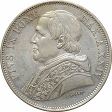 Papal States 5 lire 1870 R