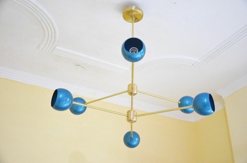 Lampadario ottone atomico - lampadario,