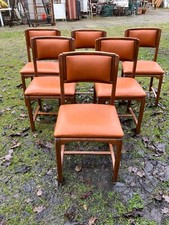 SEDIE ANNI 80 IN FAGGIO E ECO PELLE GRUPPO DI 6