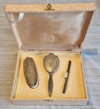 Set da toilette in argento 800 (3pz), con scatola, anni '30/'40