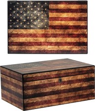 Old Glory American Flag scatola humidor per sigari 100 ct con umidificatore + igrometro 