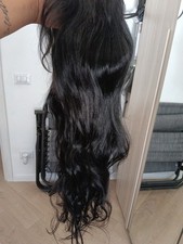 Parrucca Lunga nera donna capelli  veri 65 Cm