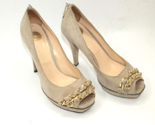 Scarpe donna Elisabetta Franchi taglia 6 Europa 36 beige camoscio S9342