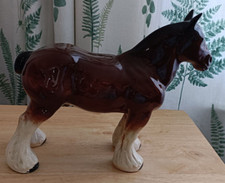 Grande statuina vintage porcellana marrone ceramica CAVALLO