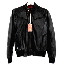 Giacca biker pelle nera uomo
