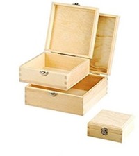 x 3 Scatole Legno Quadrate