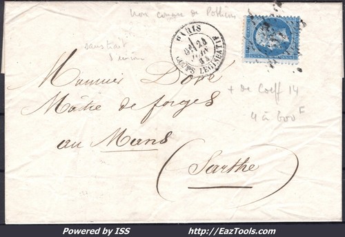 France sur lettre etoile - n°22,