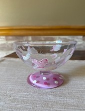 Hand Painted Lolita "Ballerina Swirl" Ice Cream Bowl Dish Pink