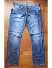 Jeans uomo regular fit gamba dritta denim pantaloni ricamo SEX & JEANS W38 L33