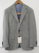 Uomo Suitsupply Giacca La Spalla Lanificio Lana Grigio Taglia 23 EU46S UK /