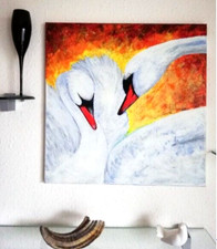 Quadro acrilico cigno bianco