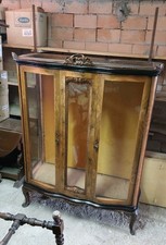 Antica Vetrina Chippendale Anni 40 Ripiani In Vetro Inclusi Buono Stato 