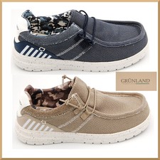 Mocassini uomo GRUNLAND scarpe estive casual tessuto slipon in tela senza lacci