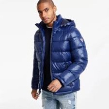 Giubbotto uomo Guess logo blu